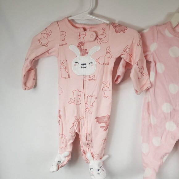 Carters 2 Pack Long Slv Footed Onesies Baby Girls Newborn Pajamas - Picture 2 of 16